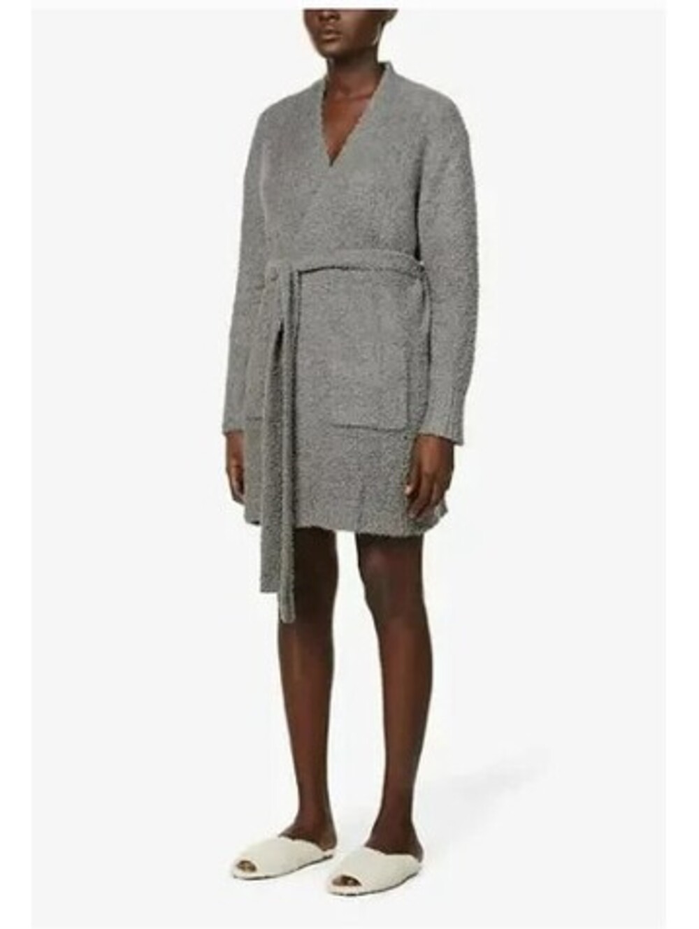 SKIMS Cozy Knitted Robe / Belted Cardigan in "Smoke" aka Grey. Sz Small / Medium